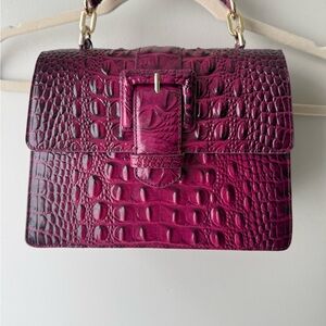 Brahmin Purple Crocodile Embossed Shoulder Bag